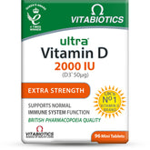 Vitabiotics Ultra Vitamin D extra strength 2000 IU 96 mini tablets box vitamin D3 2000iu tablets